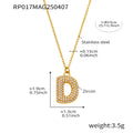 Puffy Zircon Letter Pendant Necklace Gold And Steel Tone view 11