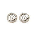 Gold Tone Crystal Stud Earrings In Six Geometric Designs view 5