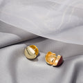 Deep Red Glossy Round Half Hoop Petite Small Stud Earrings view 4