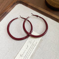 Wine Red and Olive Round Hoop Geometric Statement Earrings view 6