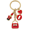 Red Lipstick Handbag and Heart Metal Keychain Collection view 5