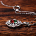 Gradient Square Stone Floral Halo Pendant Necklace view 2