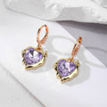 Gold and Silver Tone Faceted Heart Crystal Huggie Drop Earrings view 3