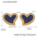 Heart Stud Earrings Navy Enamel And Metal Crystal Halo view 7