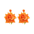 Dimensional Rose Flower Stud Earrings in Four Colors view 5