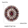 Oval Radiating Crystal Brooch In Six Colors With Polished Metal Detail view 7
