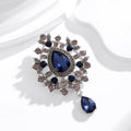 Red Silver Tone Flower Crystal Metal Brooch Pin for Jackets and Lapels view 4