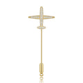 Pavé Crystal Airplane Stick Pin Brooch Gold Silver view 1