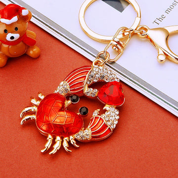Heart Crab Keychains in Royal Blue, Pink and Red Enamel Finishes