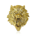 Detailed Roaring Lion Head Brooch in Gold and Silver Tone view 2