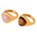 Triangle Cabochon Signet Ring Tiger Eye Pink Crystal view 5