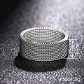 Woven Mesh Wide Band Ring In Silver Gold And Black Tones view 4