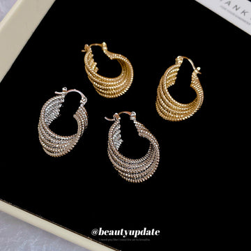 Layered Metal Wire Teardrop Huggie Earrings Fashion Jewelry