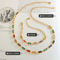 Gold Multicolor Baguette Rhinestone Necklace Bracelet Styles view 2