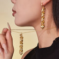 Multi Heart Cascade Necklace Drop Earrings Gold Steel Cluster view 4