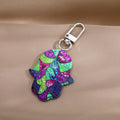 Silver Tone Printed Hamsa Acrylic Clip Keychains in Six Designs view 3