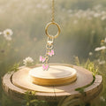 Pink Triple Butterfly Charm Keychain With Gold-Tone Lobster Clasp view 2