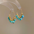 Stone Chip Beaded Hoop Earrings In Blue And Multicolor view 6