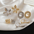 Metal Teardrop Open Ring Flower Pearl Ring 3 Styles view 4