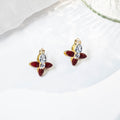 Brown and Burgundy Petal Clear Look Floral Stud Earrings view 2