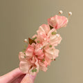 Fabric Flower Pearl Duckbill Hair Clips Pink Cream Two Colors view 2