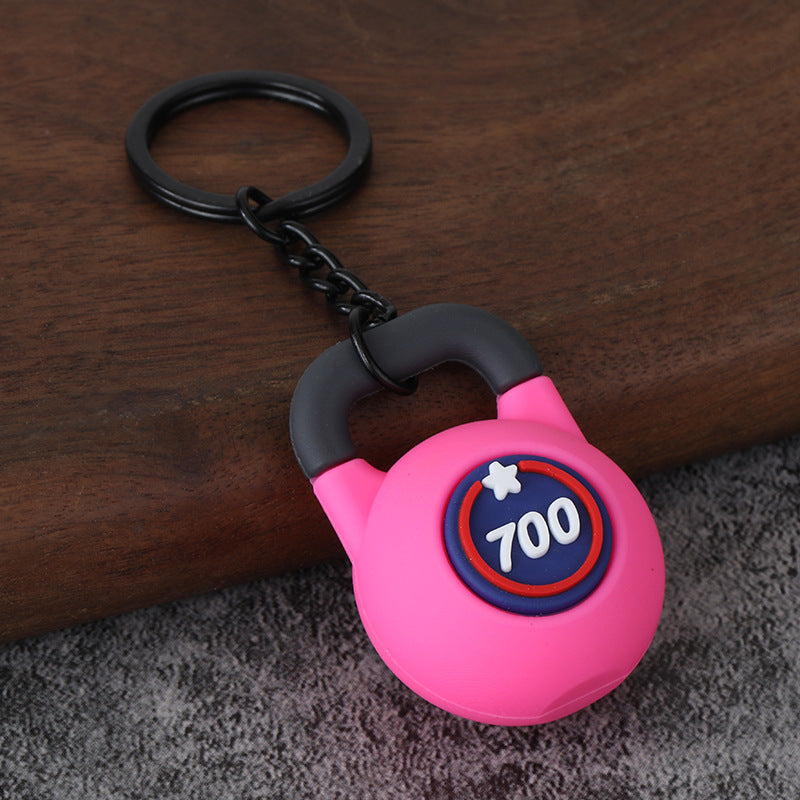 Fitness Barbell and Weight Plate Metal Keychain Gym Bag Charm
