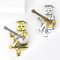 Cartoon Cow Guitar Player Brooch in Gold or Silver Tone view 3