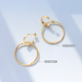 Interlocked Double Circle Thin Hoop Earrings Gold Steel view 2