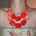 Chunky Acrylic Bead Statement Necklace Gold Chain Seven Colors view 4