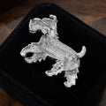 Rhinestone Schnauzer Dog Brooch Amber Multicolor and Grey view 3