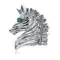 Silver Tone Horse Head Crystal Metal Brooch Pin for Jackets and Lapels view 1