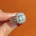 Square Halo Multi Row Ring in Silver Tone With Clear Crystal Accents view 4