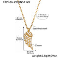 Zircon Angel Wing Necklace Bracelet Earring Ring Gold view 8