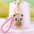Crowned Jeweled Panda Keychain in a Pink Crystal Outfit view 2