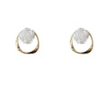 Gold Hollow Hoop White Camellia Flower Stud Earrings view 5