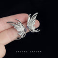 Silver Tone Butterfly Wing Purple Crystal Stud Earrings view 4