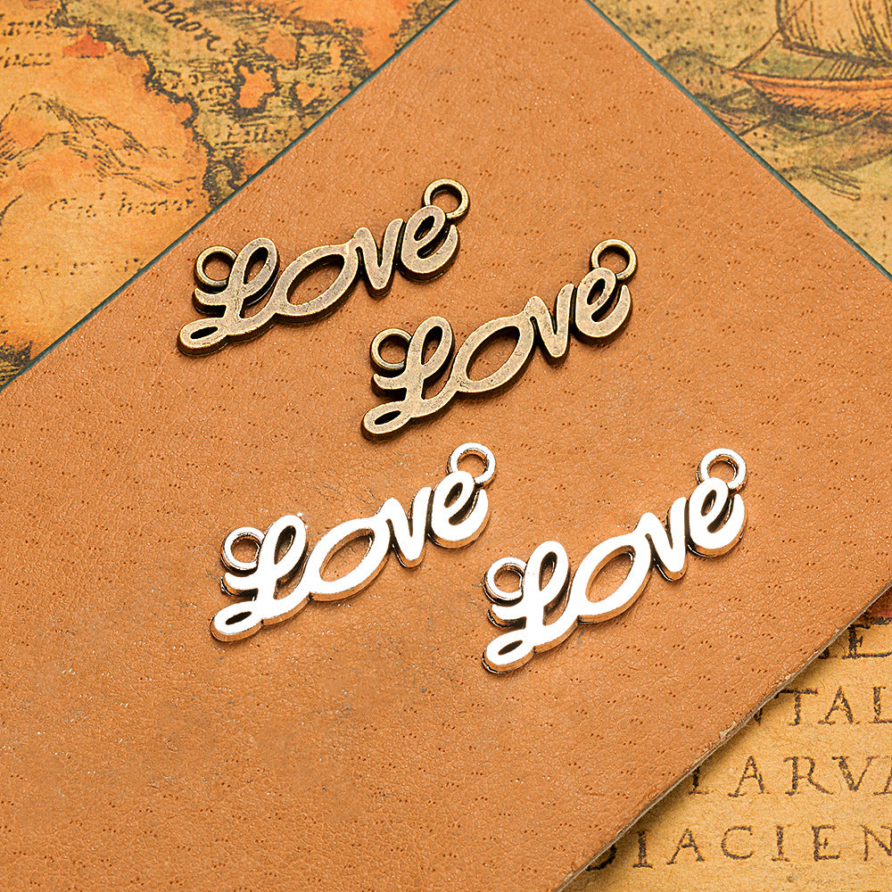 Alloy LOVE Double-Hole Connector Charm 33x10mm