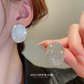 Crystal Pave Geometric Stud Earrings in Two Shapes view 3