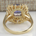 Gold Tone Deep Blue Cushion CZ Halo Ring Sizes 6-10 view 4