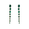 Green Crystal Triple Strand Drop Stud Earrings Decorative Jewelry Pair view 5