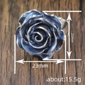 Silver Tone Blue Enamel Rose Flower Ring Sizes 6-10 view 4