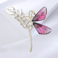 Crystal Wheat Sprig and Colorful Butterfly Brooch in Gold Tone view 6