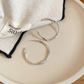Silver Tone Wavy Outline Large Open Hoop Stud Earrings view 6