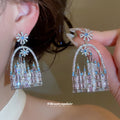 Crystal Castle Statement Stud Earrings Fashion Jewelry view 4