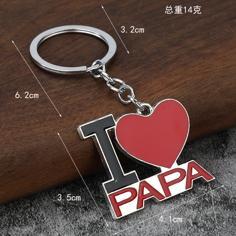 Family Heart Zinc Alloy Keychain for Mom and Dad Gifts