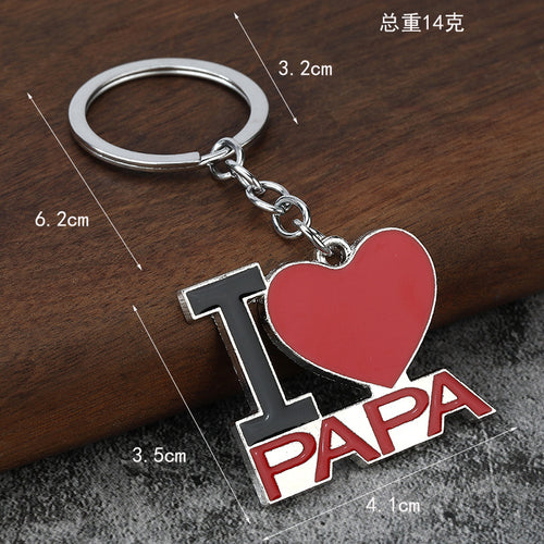Family Heart Zinc Alloy Keychain for Mom and Dad Gifts