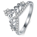Silver Heart Crown Clear CZ Openwork Ring Sizes 6-10 view 1