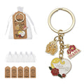 Gold Tone Mother's Day Rose and Message Charm Keychain view 1