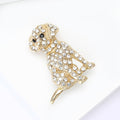 Gold Silver Clear Rhinestone Sitting Dog Brooch Pins view 4