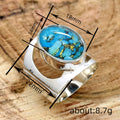 Silver Oval Blue Stone Openwork Cocktail Ring Sizes view 4